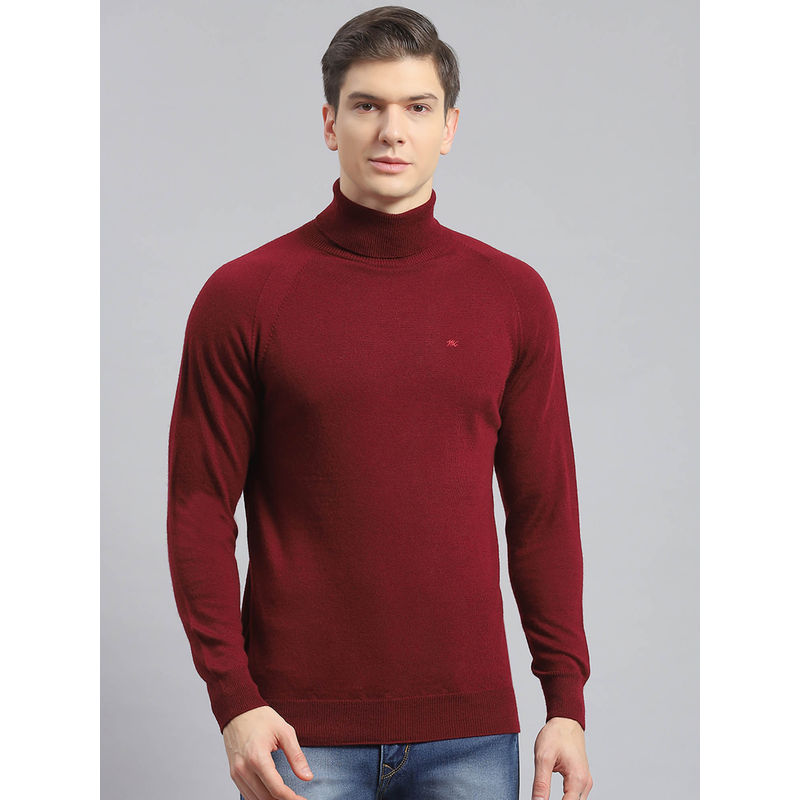 Monte Carlo Dark Maroon Solid High Neck Pullover (2XL)