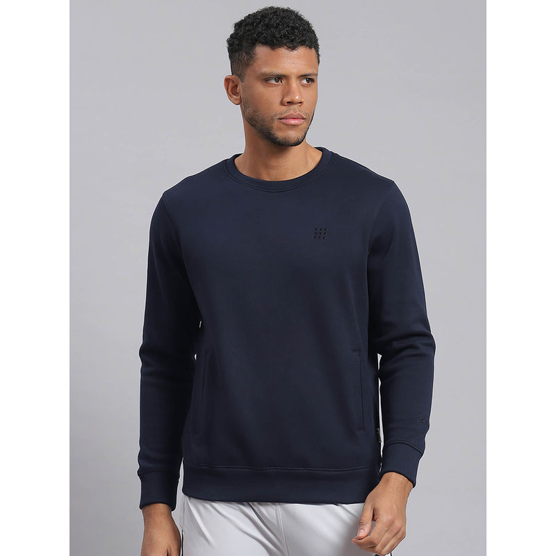 Rock.it Navy Blue Solid Sweatshirt (XL)