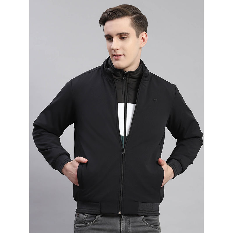 Monte Carlo Black Solid Stand Collar Jacket (XL)