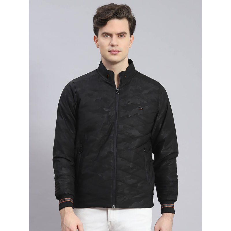 Monte Carlo Black Solid Stand Collar Jacket (XL)