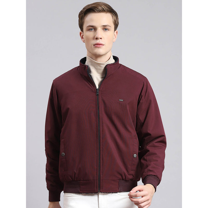 Buy Monte Carlo Maroon Solid Reversible Jacket Online