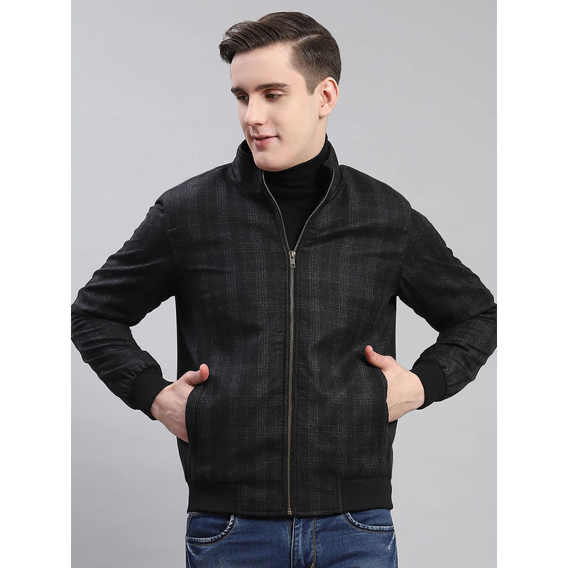 Monte Carlo Black Checked Stand Collar Jacket (XL)