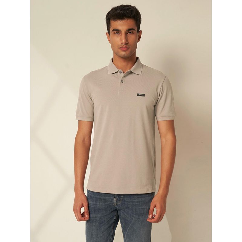Selected Grey Cotton Slim Fit Polo T-Shirt (M)