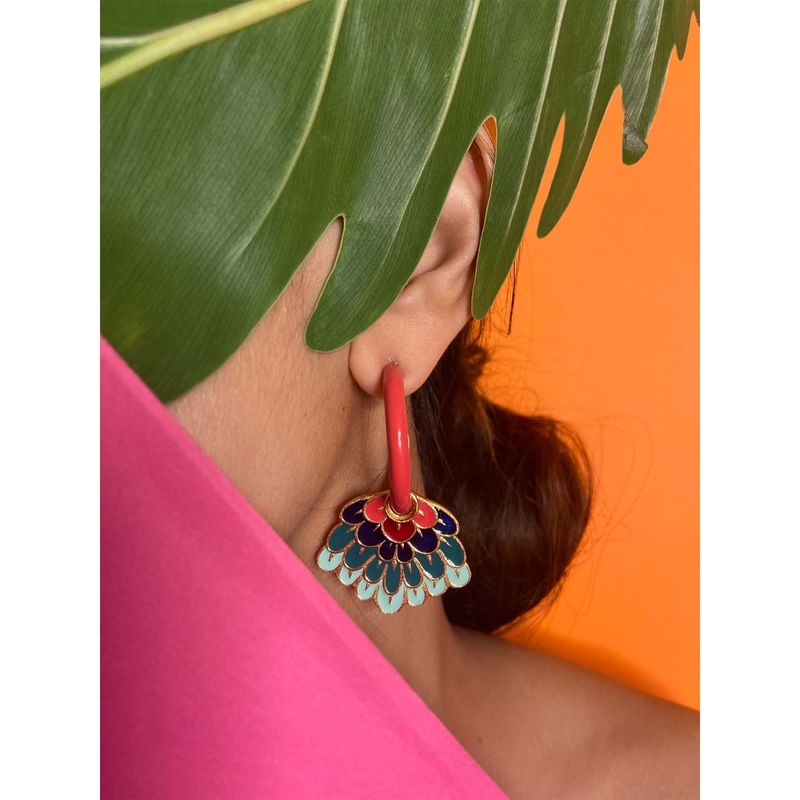 Buy And Also Pink and Blue Peony Detachable Hoops Online