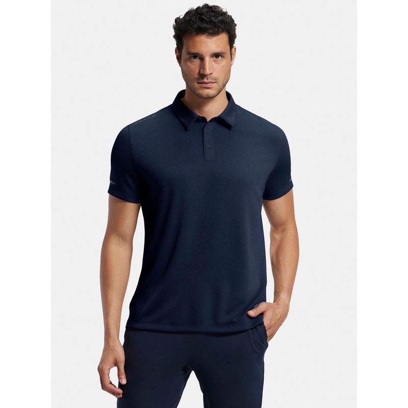 Jockey MV41 Men Recycled Microfiber Elastane Active Wear Polo T-shirt - Navy (L)