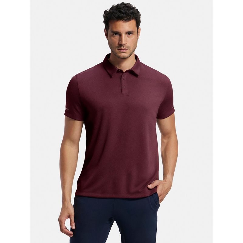 Jockey MV41 Men Recycled Microfiber Elastane Active Wear Polo T-shirt - Tawny Port (XL)