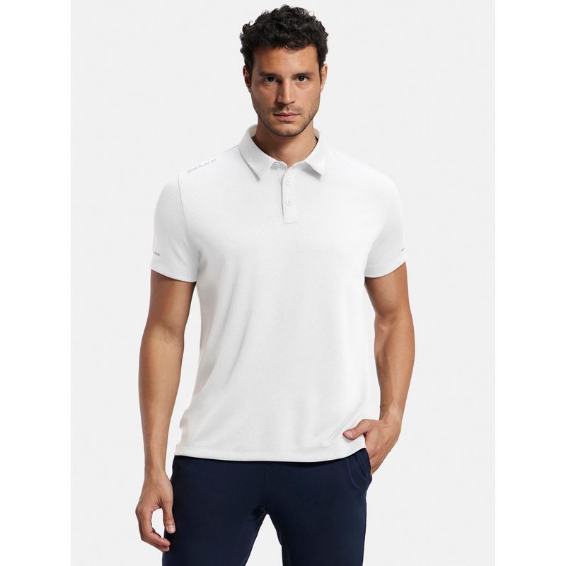 Jockey MV41 Men Recycled Microfiber Elastane Active Wear Polo T-shirt - White (L)