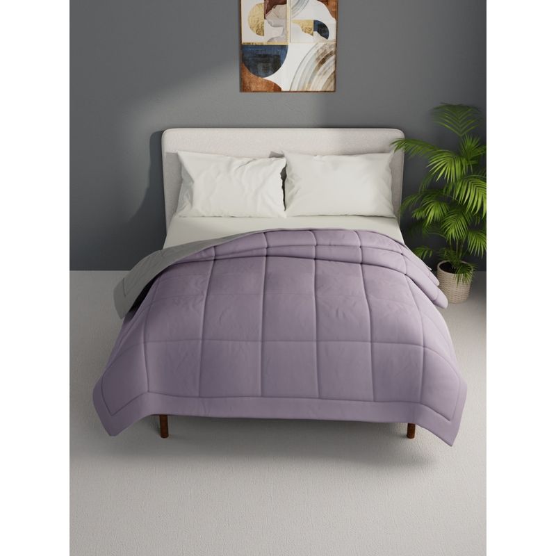BIANCA Purple Solid Air Cool Microfiber Reversible Comforter for All Weather (Single)