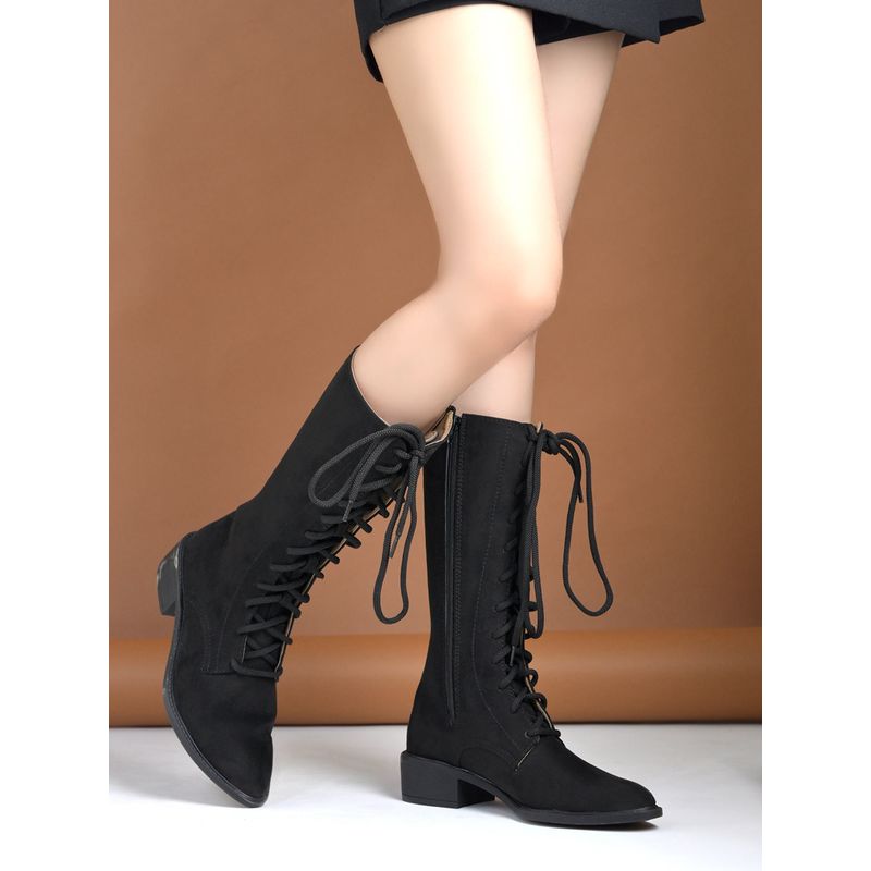 HVNLY by Shoetopia Women Black Long Casual Boots (EURO 36)