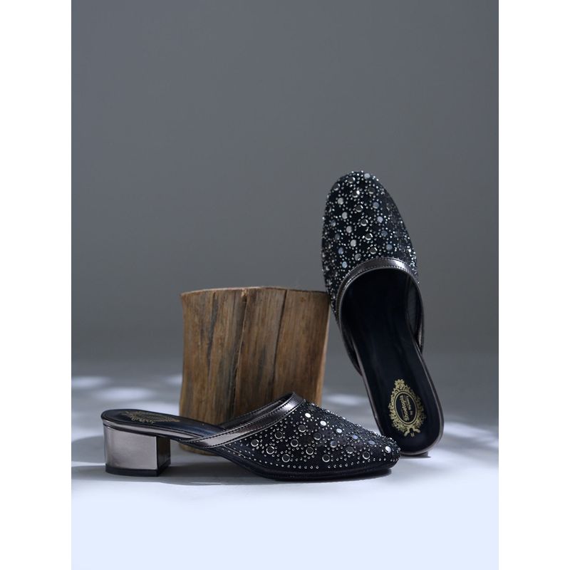Shoetopia Black Embellished Mules (EURO 39)