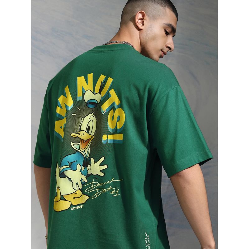 HIGHLANDER Donald Duck Men Crew Neck Drop Shoulder Oversized T-Shirt - Green (M)