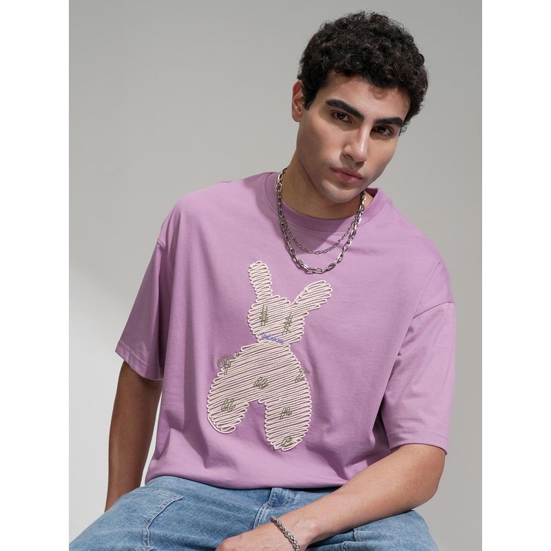 HIGHLANDER Men Crew Neck Oversized T-Shirt - Purple (L)