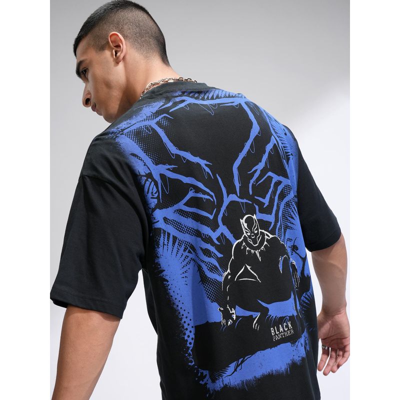 HIGHLANDER Black Panther Men Overlapped Elbow Length T-Shirt (L)