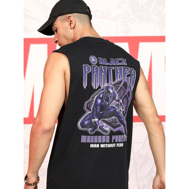 HIGHLANDER Black Panther Men Black Oversized T-Shirt (L)