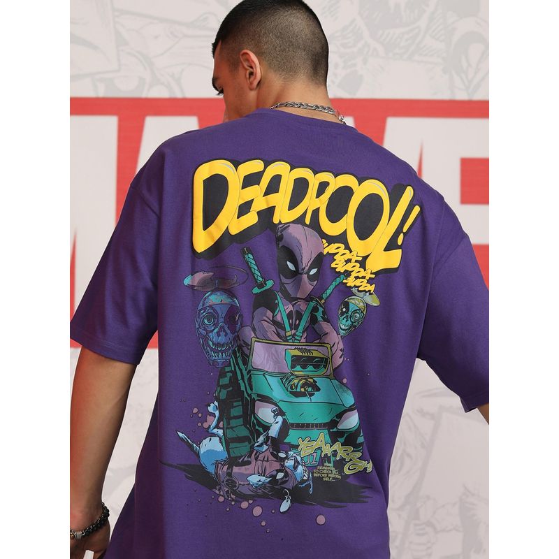 HIGHLANDER Deadpool Men Crew Neck Oversized T- Shirt - Purple (L)
