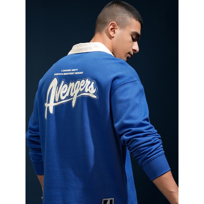 HIGHLANDER Men Avengers Typography Printed Polo T-Shirt - Blue (XL)