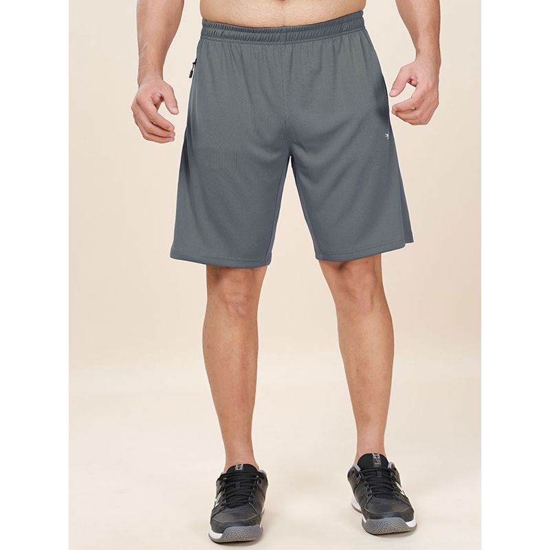 Technosport Grey Plus Size Solid Slim Fit Active Shorts with Techno Dry (4XL)