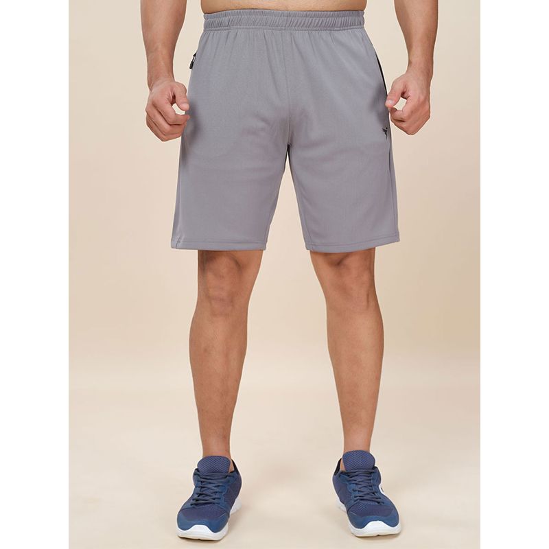 Technosport Grey Plus Size Solid Slim Fit Active Shorts with Techno Dry (4XL)