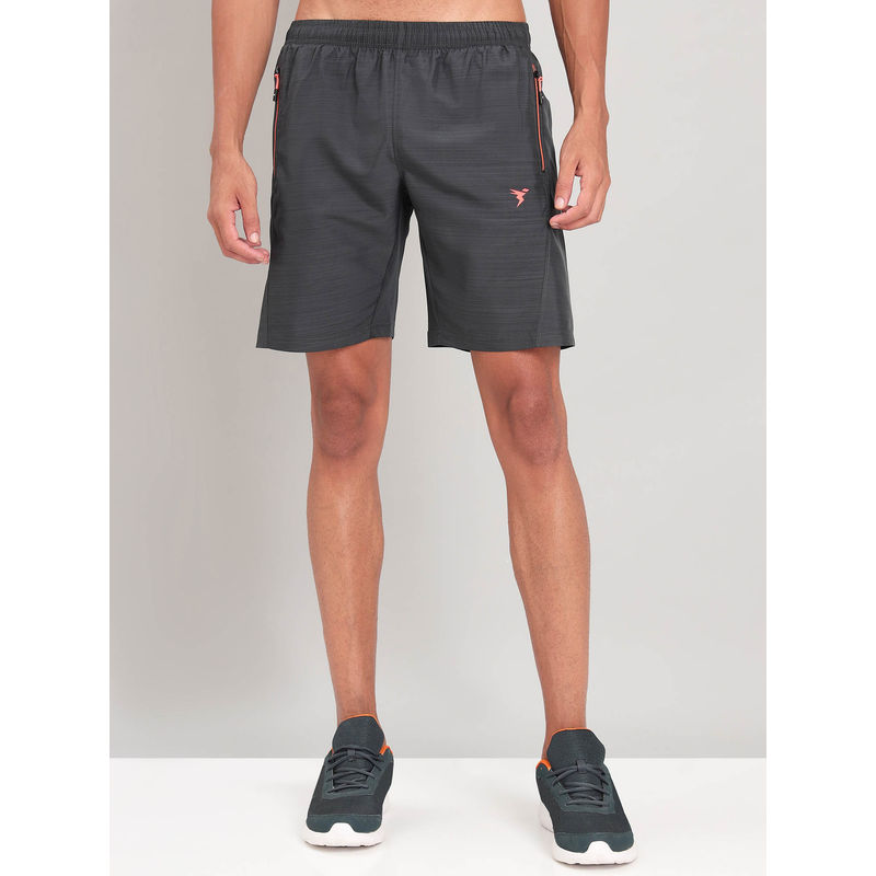 Technosport Grey Melange Slim Fit Sports Shorts with Technolite (XL)