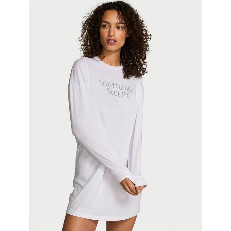 Victoria's Secret 100% Cotton Long-Sleeve Sleep Tee (XS/S)