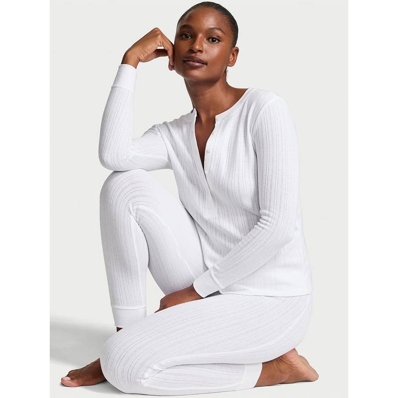 Victoria's Secret Cozy Pointelle Henley Long Pyjama Set (XS)