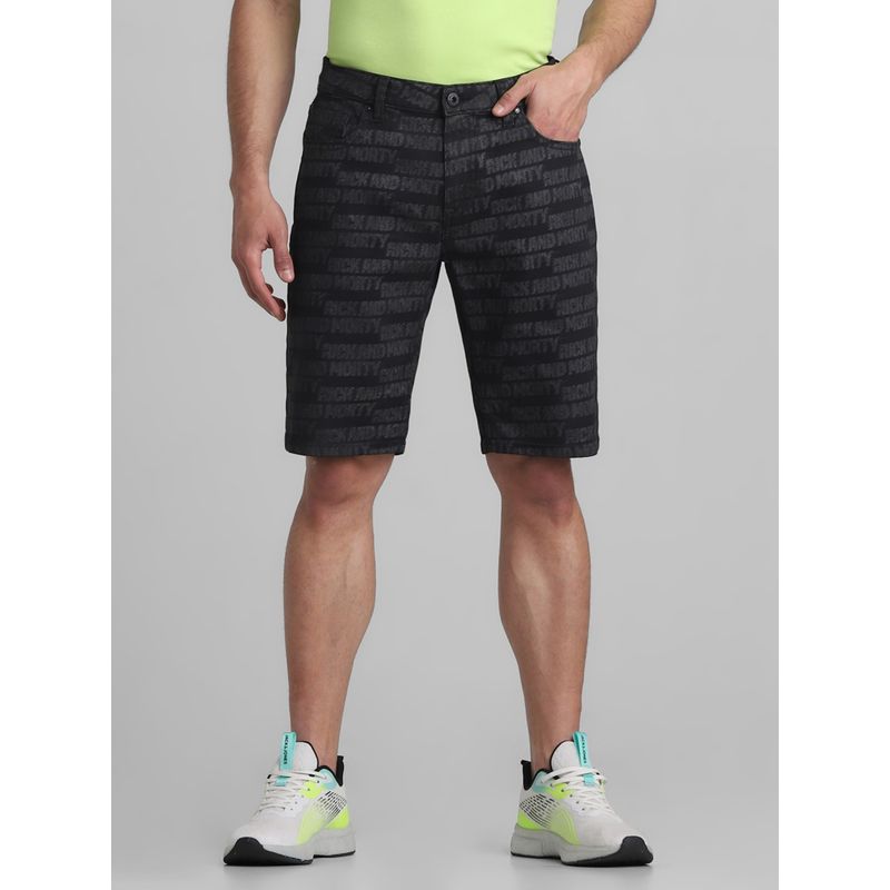 Jack & Jones Rick & Morty Black Regular Fit Stretch Shorts (S)