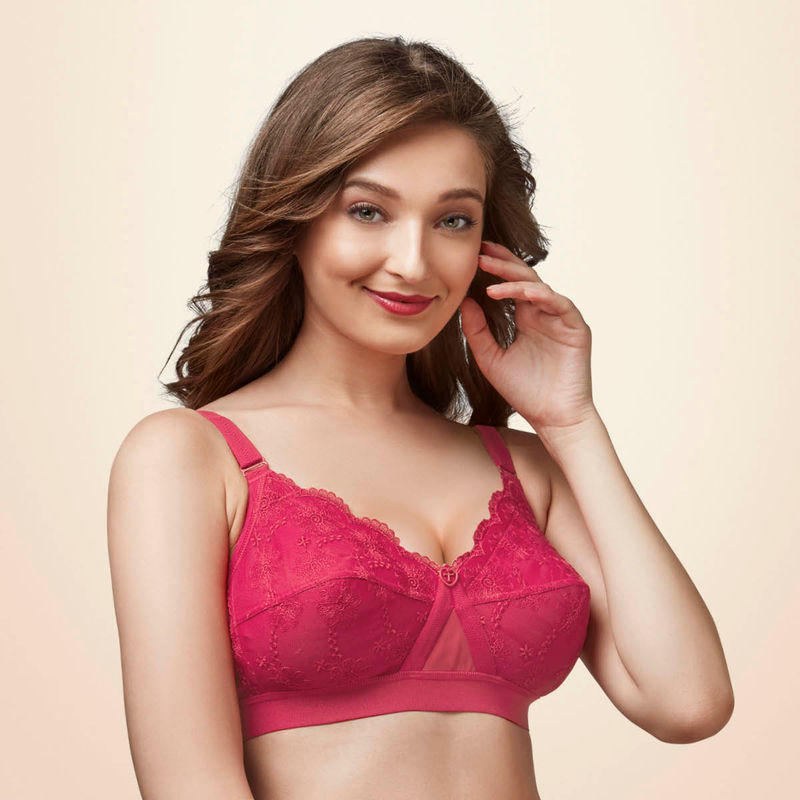 Trylo Cathrina Women Cotton Non-wired Soft Full Cup Bra - Coral (34D)