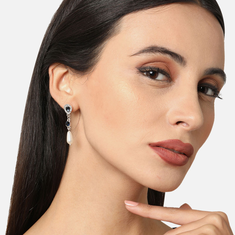 Accessorize London Navy Blue Ethnic Pearl Drop Short Earring Buy