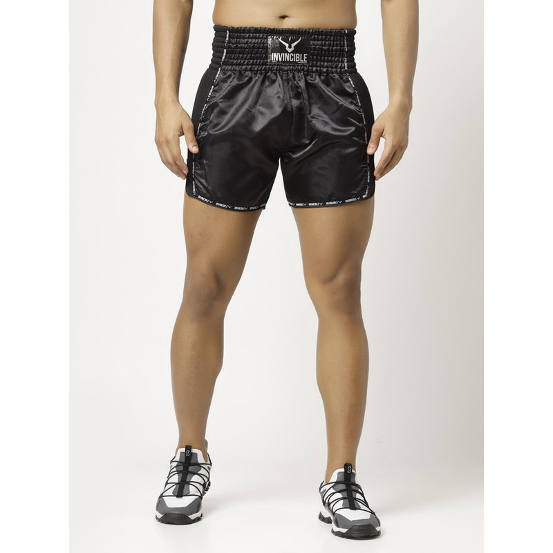 INVINCIBLE Men Muay Thai Boxing Shorts Black (M)