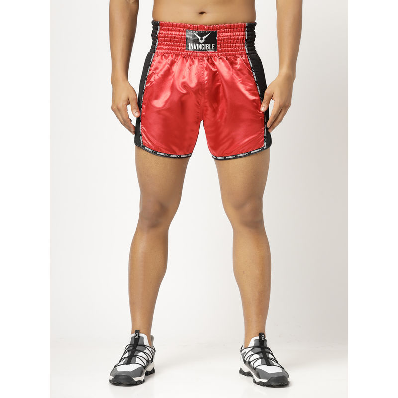 INVINCIBLE Men Muay Thai Boxing Shorts Red (XL)