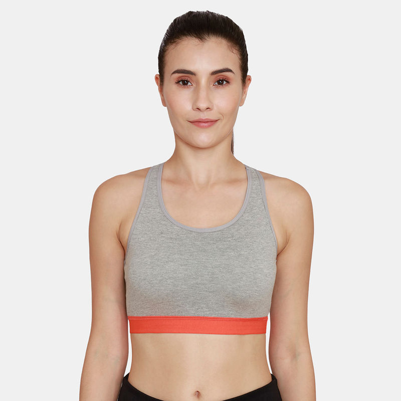 Zivame Rosaline Sports Bra With Removable Padding Grey Melange Buy
