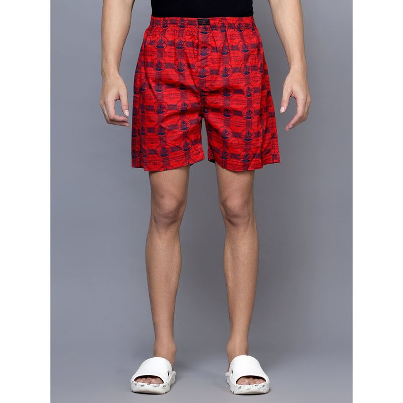 Cantabil Men Printed Red Boxer Shorts (L)