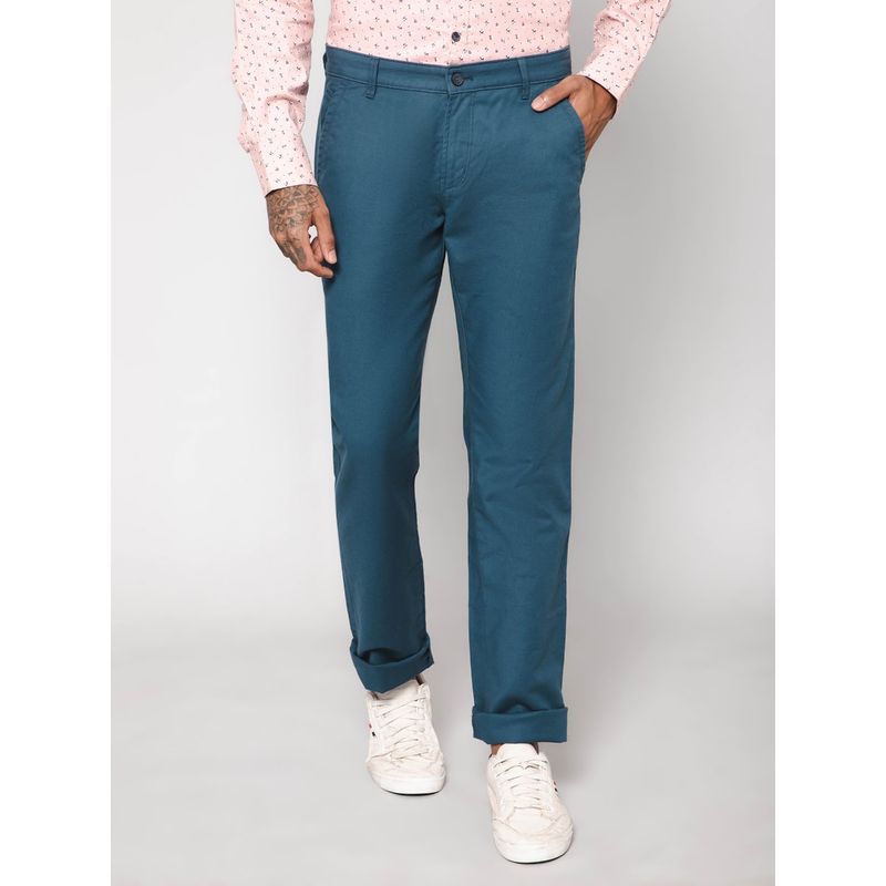 Cantabil Men Solid Teal Trouser (30)