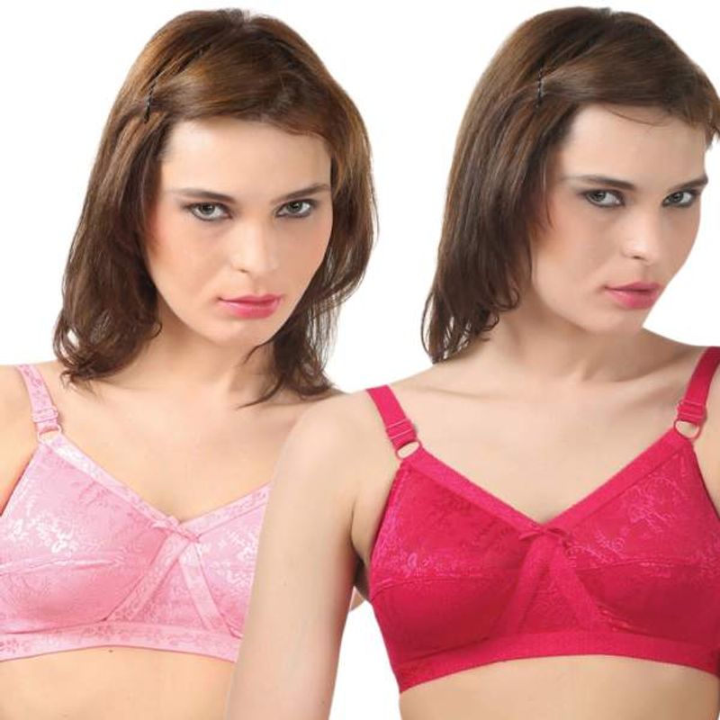 Bodycare Full Coverage C Cup Pink-Rani 2Pcs Bra Combo (32C)