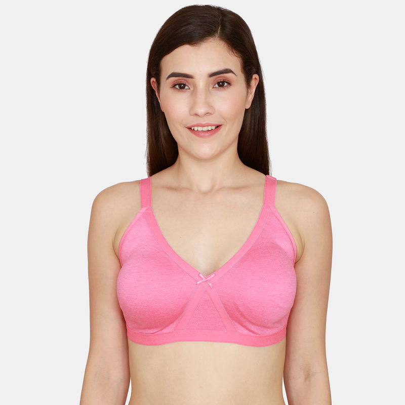 Zivame Beautiful Basics Single Layered Non-Wired 3/4th Coverage Super Support Bra - Pink (32DD)