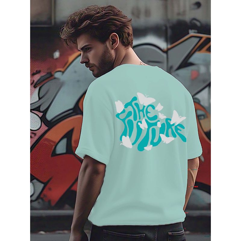 RIGO Men Terry Green Typography Oversized Fit T-Shirt (S)