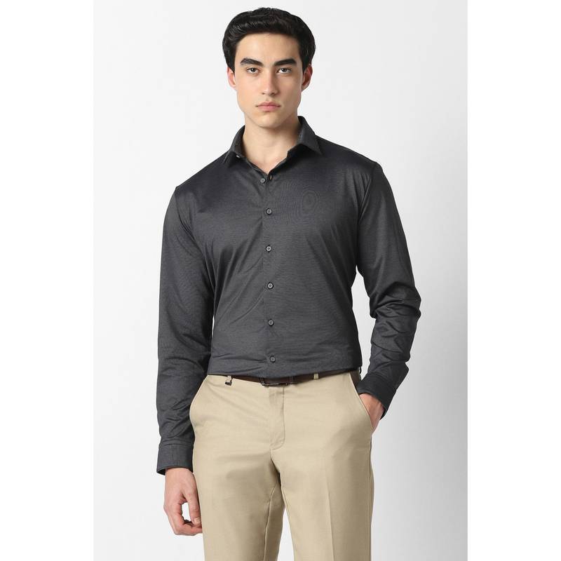 Van Heusen Black Stripes Collar Neck Shirt (38)