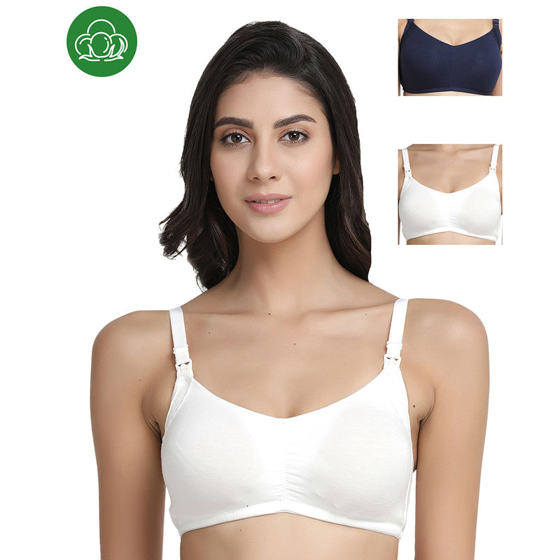 Inner Sense Organic Antimicrobial Soft Feeding Bra with Removable Pads Pack of 3 - Multi-Color (36D)