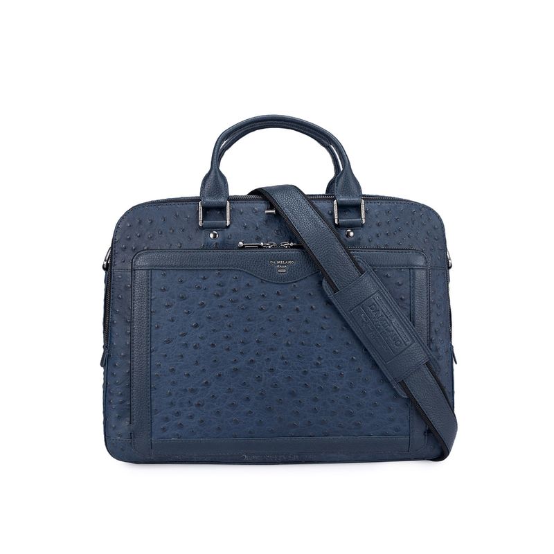Buy Da Milano Genuine Leather Navy Blue Laptop Bag Online