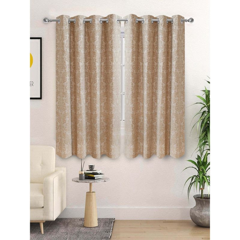 Saral Home Royalty Cotton 100% Blackout Window Curtain (Pack Of 2) (4X5 Feet)