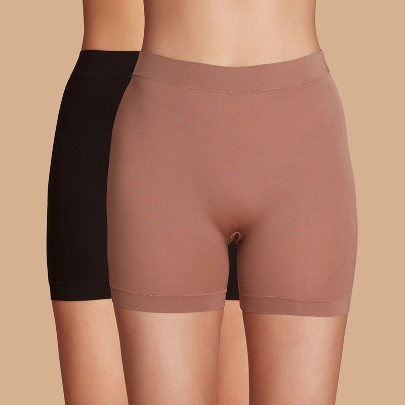 NYKD Women Shorties NYP357 P02 Black-Brown (XXL)