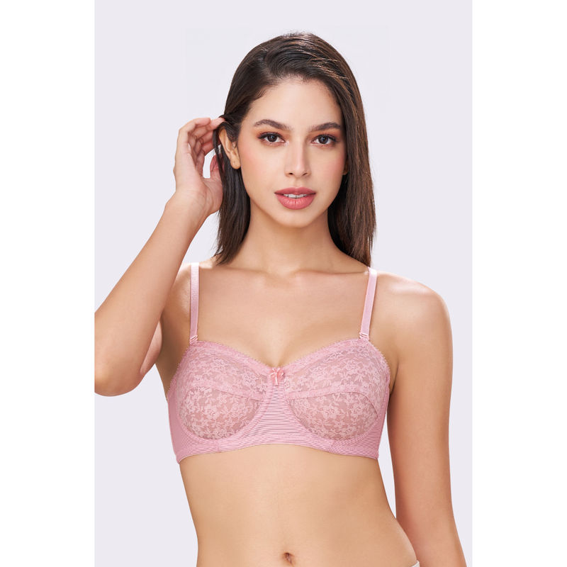 bodyline Citra Sand Pink Strapless Wired Lace Bra with Detachable Multiway Straps (34DD)