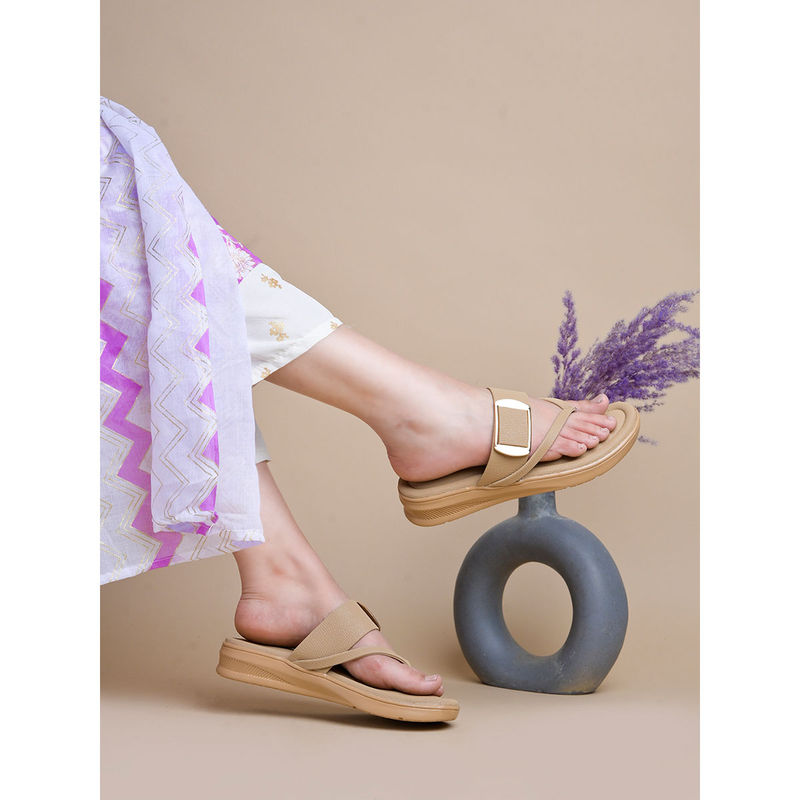 Shoetopia Stylish Beige Sandals for Women (EURO 36)