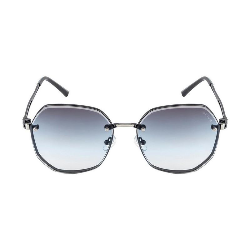 Opium Eyewear Women Blue Hexagon Sunglasses with Polarised and UV