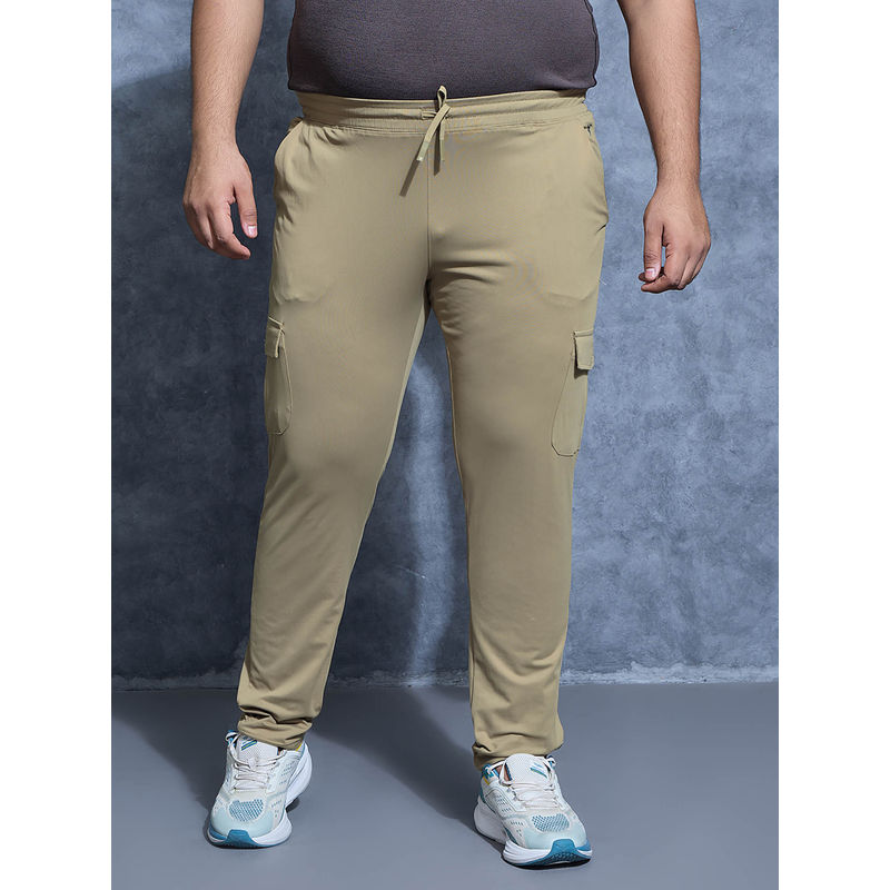 Technosport Men Khaki Plus Size Solid Relaxed Fit Sports Trackpants (5XL)