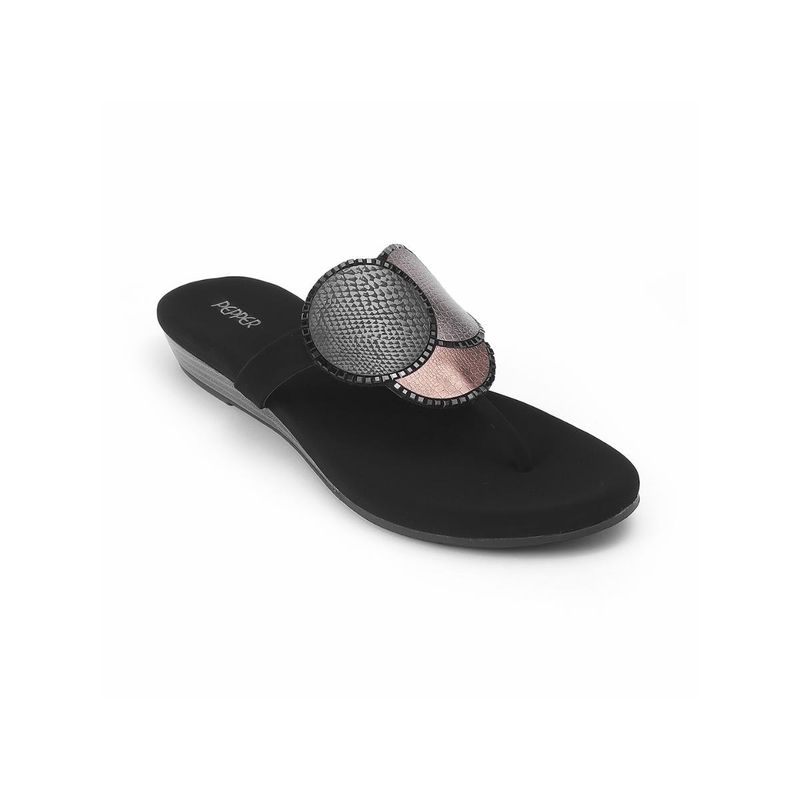 PEPPER T-Strap Black Sandals (EURO 40)