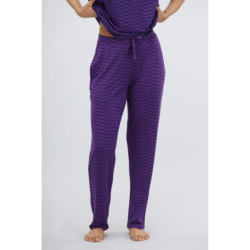 NeceSera Purple Wavy Nightsuit Pajama (XL)