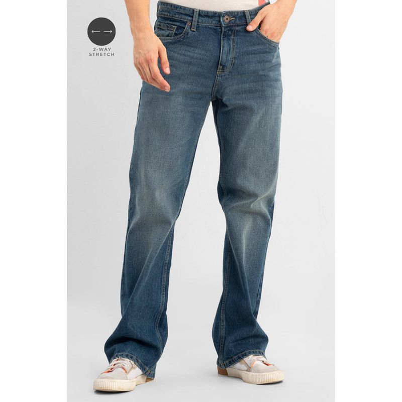 Snitch Mens Indigo Plain Bootcut Casual Jeans (34)