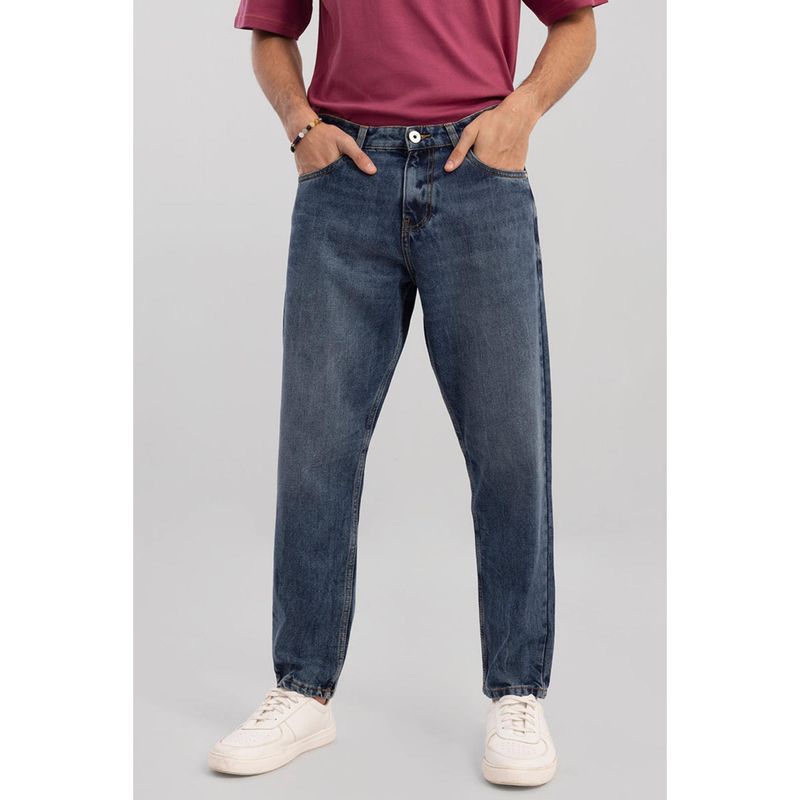 Snitch Mens Blue Plain Loose Casual Jeans (32)
