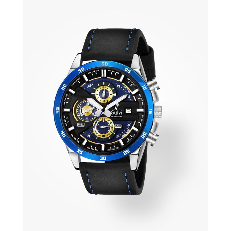Buy Sylvi Chronograph Analogue Watch for Men Genuine Leather Strap